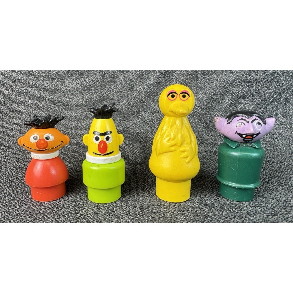 VTG Fisher Price Little People Sesame Street Figures Bert Ernie Big Bird Grover